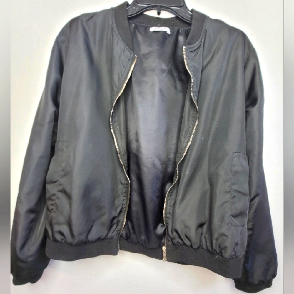 Zeagoo Bomber Jacket W Zippers On Sleeves Large Black L